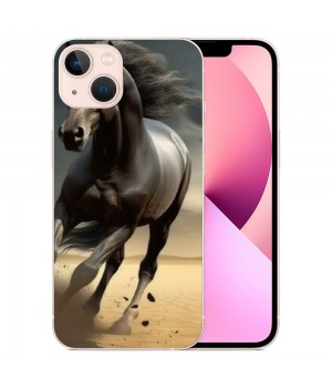 Shangniulu Compatible for iPhone 14 Case, Black Horse Cool Animal Horse iPhone Case Drop Protection Slim Shockproof TPU Case Gift for Men Women