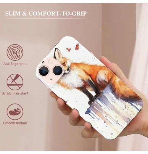 Shangniulu Compatible for iPhone 14 Pro Case, Vintage Cute Funny Fox iPhone Case Drop Protection Slim Shockproof TPU Case Gift for Men Women