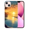 Shangniulu Compatible for iPhone 13 Case, Aesthetic Beach Palm Sunrise iPhone Case Drop Protection Slim Shockproof TPU Clear Case Gift for Men Women