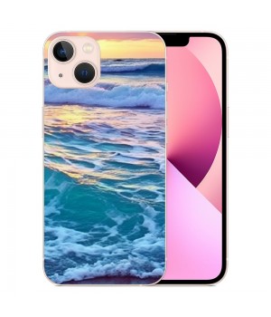 Shangniulu Compatible for iPhone 12 Case iPhone 12 Pro Case, Aesthetic Beach Wave Sunset Glow iPhone Case Drop Protection Slim Shockproof TPU Clear Case Gift for Men Women