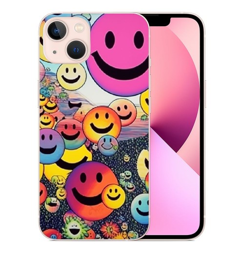 Shangniulu Cute Face Case Girls Women Preppy Aesthetic Cute Face Print Shockproof Protective Case Soft TPU Hard Back Anti-Scratch Cover for iPhone 14