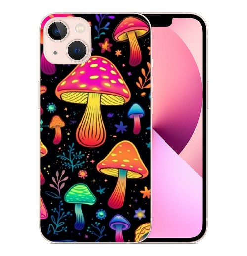 Shangniulu Pretty Magic Mushroom Case Colorful Trippy Mushrooms Print Shockproof Protective Case Soft TPU Hard Back Anti-Scratch Cover