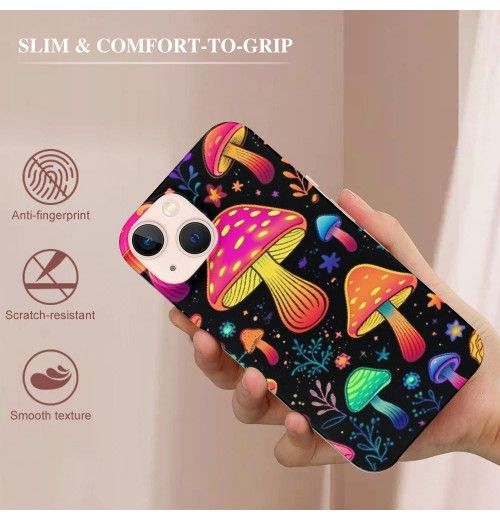 Shangniulu Pretty Magic Mushroom Case Colorful Trippy Mushrooms Print Shockproof Protective Case Soft TPU Hard Back Anti-Scratch Cover