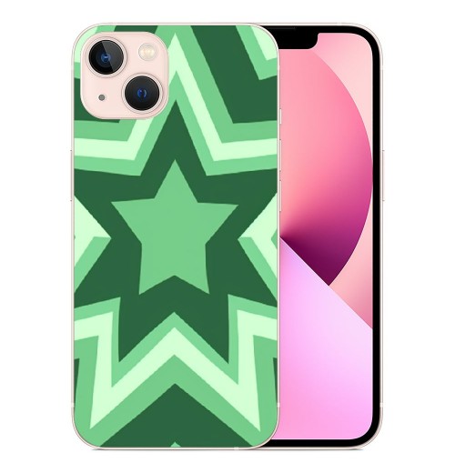 Shangniulu Cute Case Green Stars Coffee Latte Print Shockproof Protective Case Soft TPU Hard Back Anti-Scratch Cover for iPhone 13 Pro