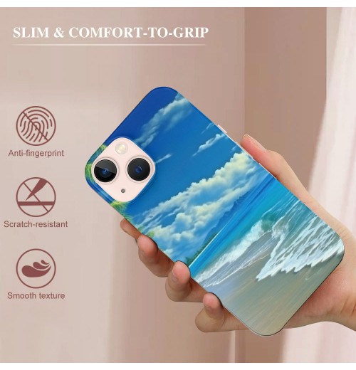 Shangniulu Compatible for iPhone 13 Case, Aesthetic Summer Vacation Beach Palm iPhone Case Drop Protection Slim Shockproof TPU Clear Case Gift for Men Women