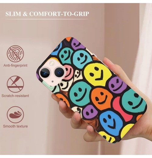 Shangniulu Cute Face Case Girls Women Cute Face Print Case Hippie Indie Design Shockproof Protective Cases Soft TPU Hard Back Anti-Scratch Cover