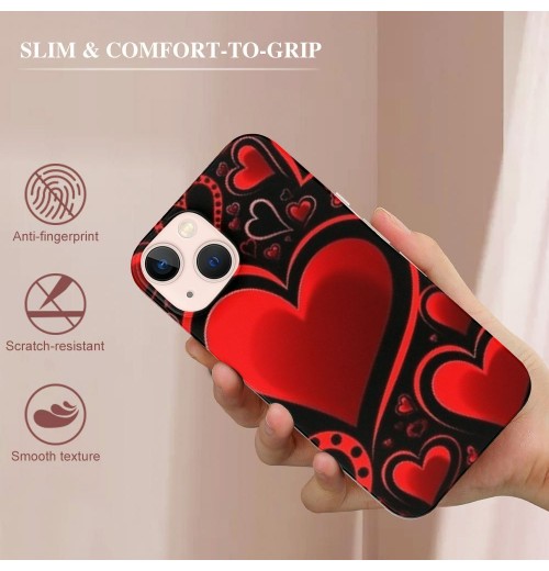 Shangniulu Love Heart Case Girls Women Cute Red Heart Print Shockproof Protective Case Soft TPU Hard Back Anti-Scratch Cover