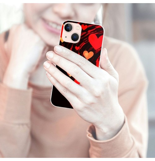 Shangniulu Love Heart Case Girls Women Cute Red Heart Print Shockproof Protective Case Soft TPU Hard Back Anti-Scratch Cover