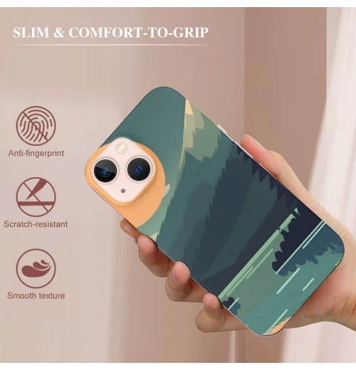 Shangniulu Color Block Sunset Case Aesthetic River Mountain Landscape Sunset Printed Shockproof Protective Case Soft TPU Hard Back Anti-Scratch Cover