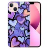 Shangniulu Blue Love Heart Printed Cases for iPhone 14,Cute Soft TPU Hard Back Shatter-Resistant Shockproof Anti-Fall Protective Girly Painting Art Cover Case