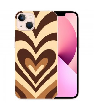 Shangniulu Brown Heart Case Cute Love Heart Coffee Latte Print Phone Case Shockproof Protective Case Soft TPU Hard Back Anti-Scratch Cover