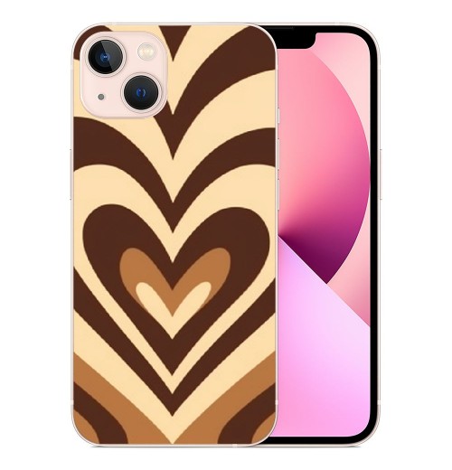 Shangniulu Brown Heart Case Cute Love Heart Coffee Latte Print Phone Case Shockproof Protective Case Soft TPU Hard Back Anti-Scratch Cover