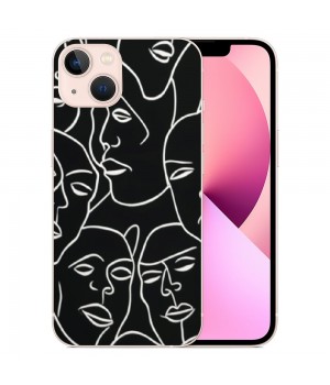 Shangniulu Abstract Art Case Line Face Print Shockproof Protective Cases Soft TPU Hard Back Anti-Scratch Cover