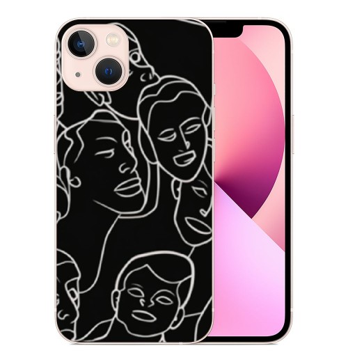 Shangniulu Abstract Art Case Line Face Print Shockproof Protective Cases Soft TPU Hard Back Anti-Scratch Cover