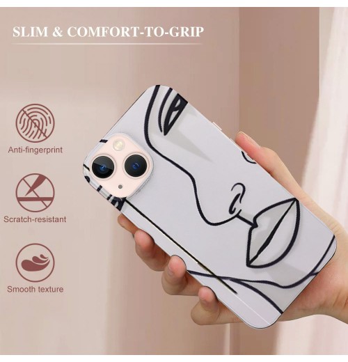 Shangniulu Aesthetic Abstract Face, Cute Art Line Pattern Design Clear TPU Phone Cases Soft Flexiable Slim Protective Cases, Anti-Scratch Shock Absorbing