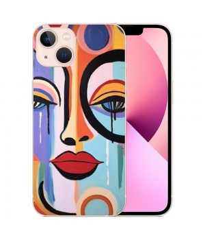 Shangniulu Abstract Colorful Art Case Indie Aesthetic Abstract Face Printed Shockproof Protective Case Soft TPU Hard Back Anti-Scratch Cover