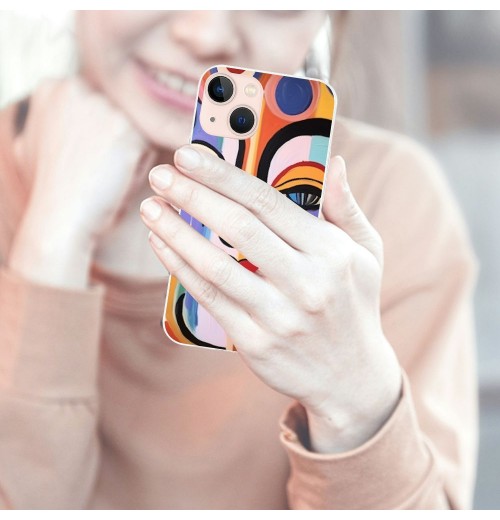 Shangniulu Abstract Colorful Art Case Indie Aesthetic Abstract Face Printed Shockproof Protective Case Soft TPU Hard Back Anti-Scratch Cover