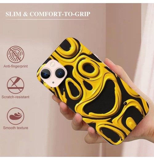 Shangniulu Lovely Case Yellow Trippy Cute Face Print Shockproof Protective Cases Soft TPU Hard Back Anti-Scratch Cover