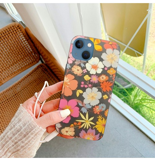 Shangniulu Retro Boho Hippie Flowers iPhone Case Anti Slip and Drop Resistant Case for iPhone 15 Pro Max